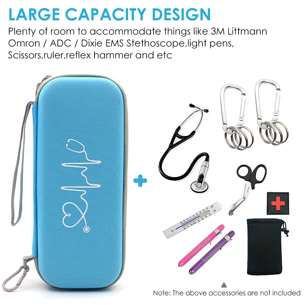 ZORBES Stethoscope Case Storage Case, Shockproof Travel Storage Bag for Littmann/Omron/ADC/Dixie EMS Stethoscope, with Extra Mesh Pockets for Small Accessories (Blue) ZORBES Stethoscope Case Storage Case, Shockproof Travel Storage Bag for Littmann/Omron/ADC/Dixie EMS Stethoscope, with Extra Mesh Pockets for Small Accessories (Blue)